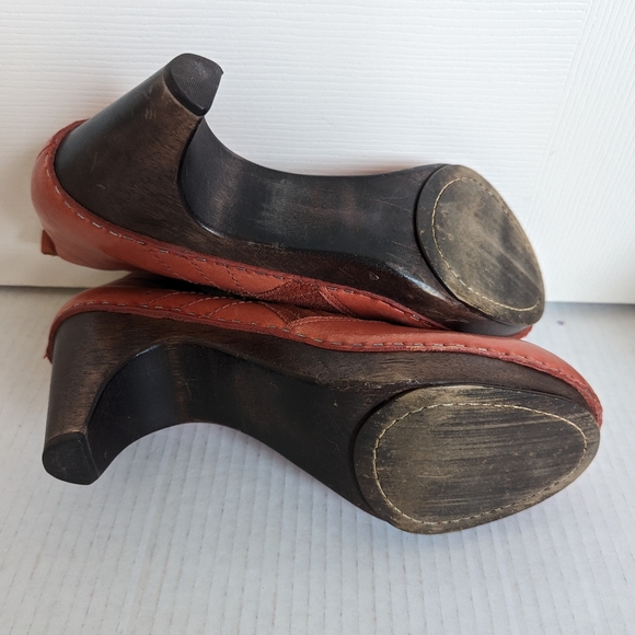 Schuler & Sons Philadelphia Anthropologie Orange Leather Clog Ankle Booties 8 B - Picture 10 of 10